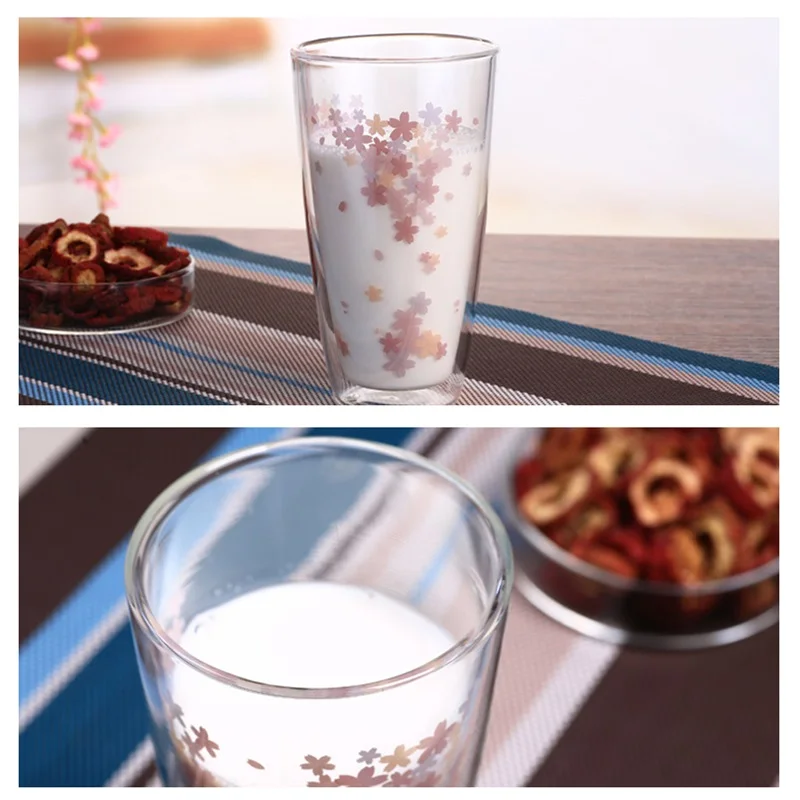 Стеклянная Кружка OBR стакан для пива с двойными стенками и цветком вишни кружка