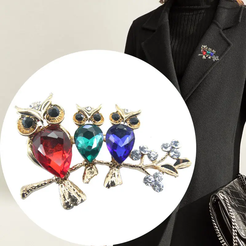 Женская брошь в форме Совы RHao Ювелирное Украшение для платья 3 булавки | Украшения