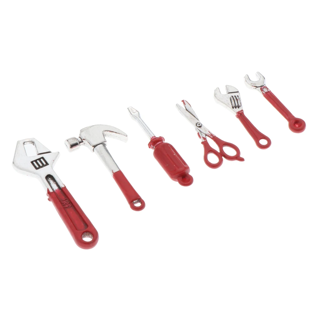 

6x 1/12 Scale Mini Repair Tools Set for Doll House Yard Supplies Accessories