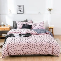 2021 four piece bedding simple cotton double household bed sheet quilt cover thickening sanding dormitory bed sheet pink heart