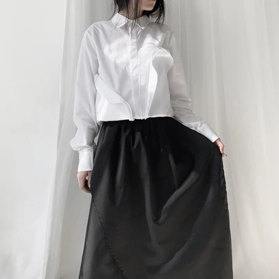 Yamamoto Dark Yoji дизайнерская домашняя рубашка с длинными рукавами и накладным