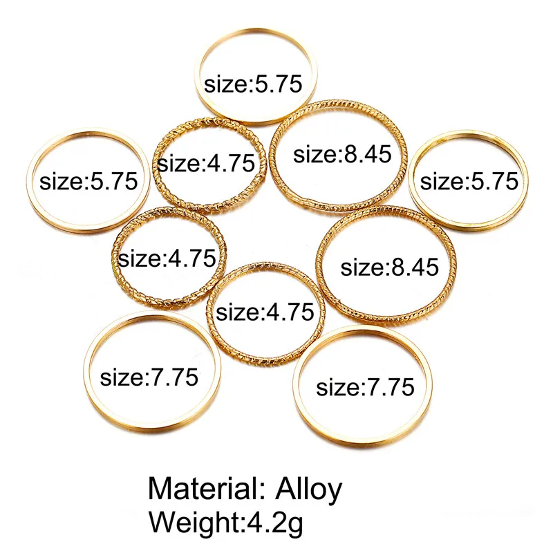 В винтажном стиле Модные новые золотые Многослойные набор колец для женщин