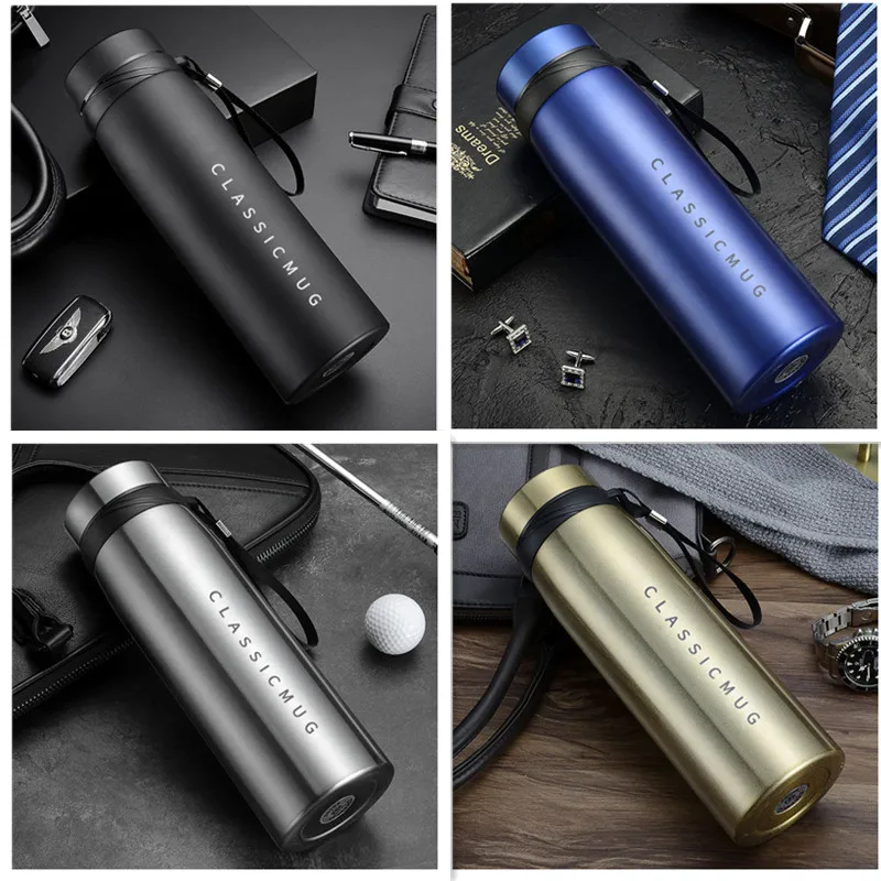 

650ml/1100ml/1500ml Large Capacity Thermos Mug With Filter Stainless Steel Sports Insulated Vacuum Flask Portable Tumbler Bottle