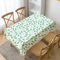 green leaves printed table cloth tassel waterproof tablecloth thick rectangular manteles mesa nappe wedding decor table cover