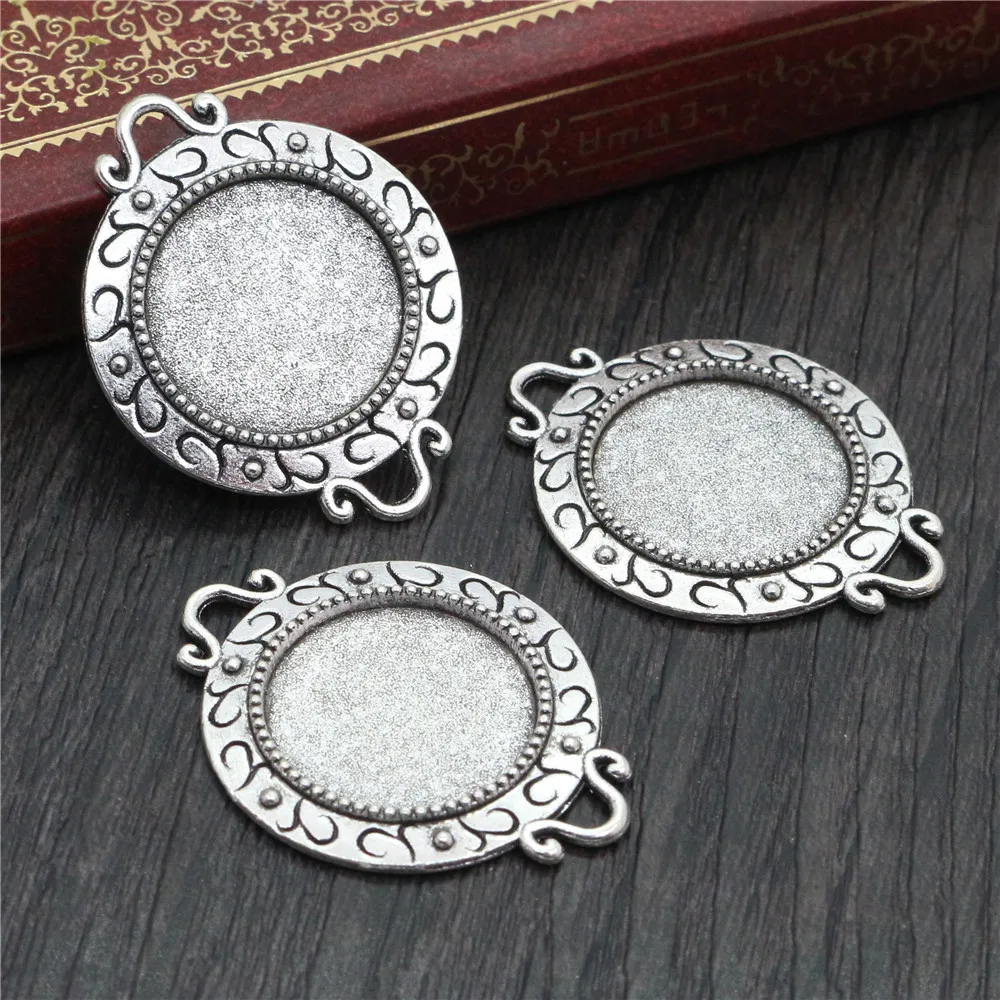 Antique Silver 10 шт 18 мм Внутренний размер античная бронза и серебро S текстура соединение Стиль кабошон базовая Камея Установка Подвески - Цвет: Antique Silver