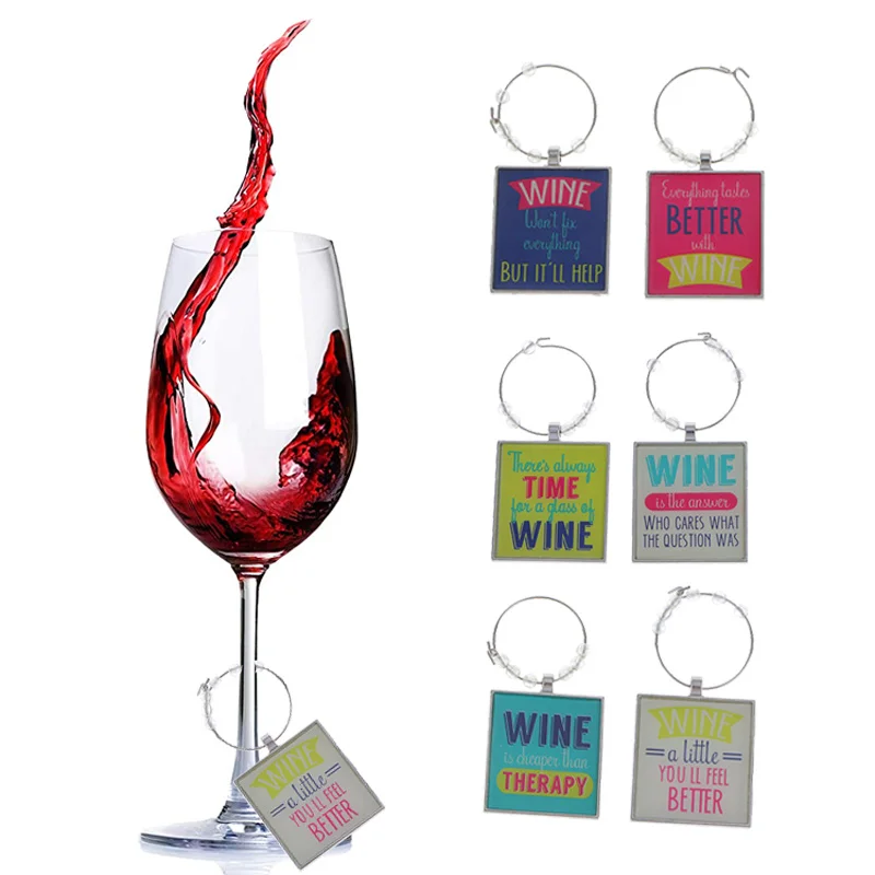 Забавная художественная Цитата винные подвески набор из 6 вдохновляющих слов
