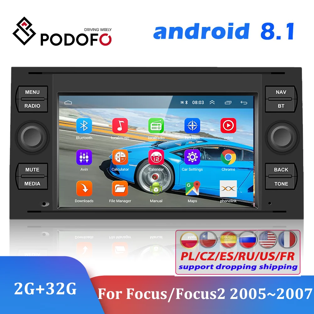 Podofo 2Din Android 8 1 GPS автомобильное радио для Ford Mondeo S-max Focus C-MAX Galaxy Fiesta transit Fusion Connect kuga EQ