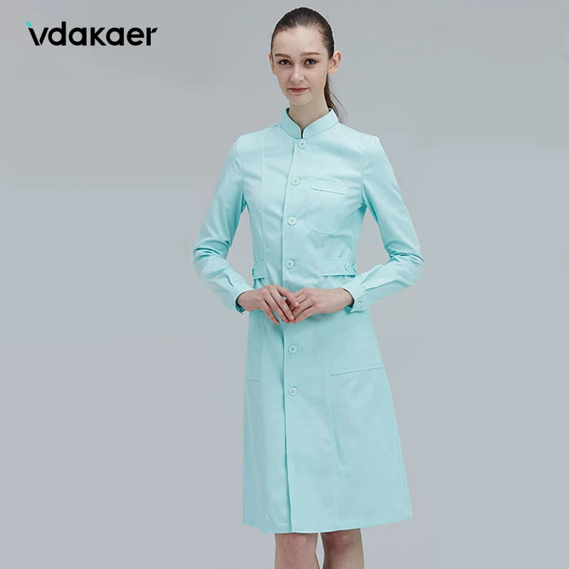 4 цвета рабочая одежда для салона красоты медсестер тонкий воротник с длинным