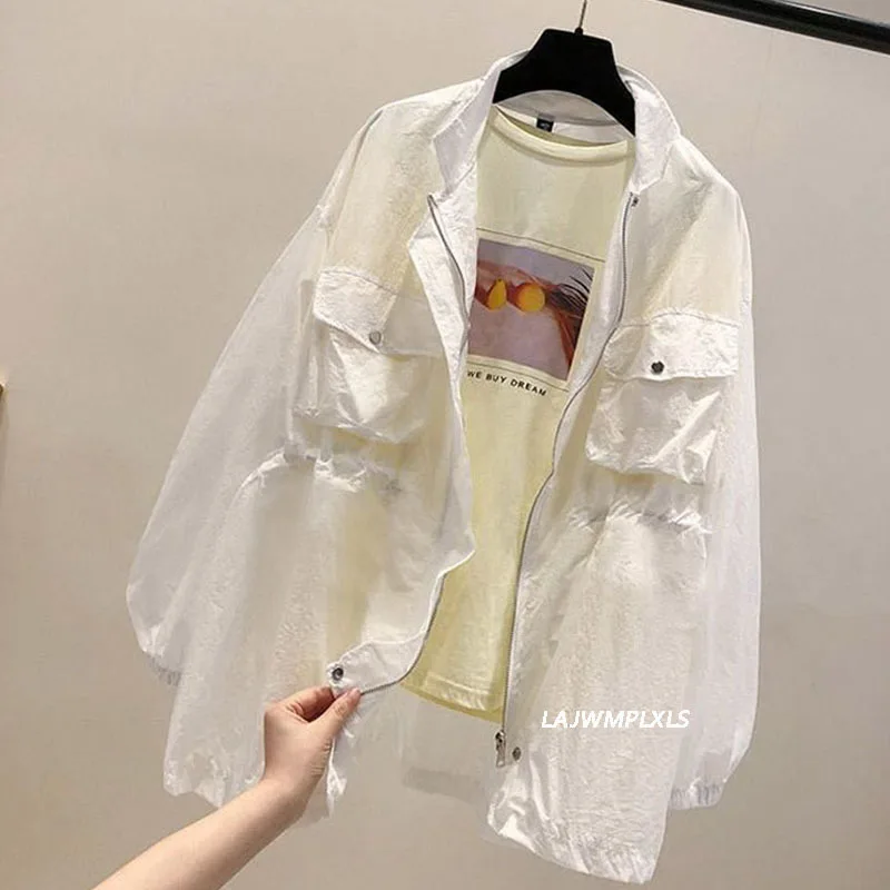 2022 летняя Солнцезащитная куртка женская тонкая на молнии Повседневная ветровка