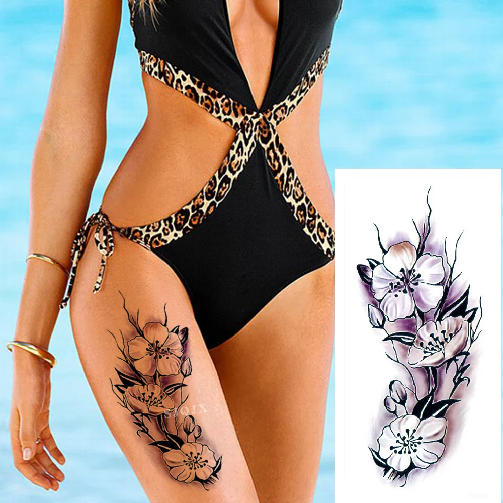 Временная татуировка 1 шт. поддельные наклейки 28 стилей фиолетовые цветы розовая