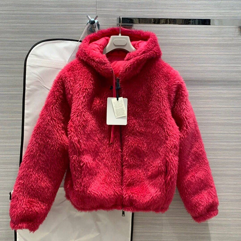 

White duck 2020 winter long sleeve thick coat ladies hooded down warm two sides wearing jacket