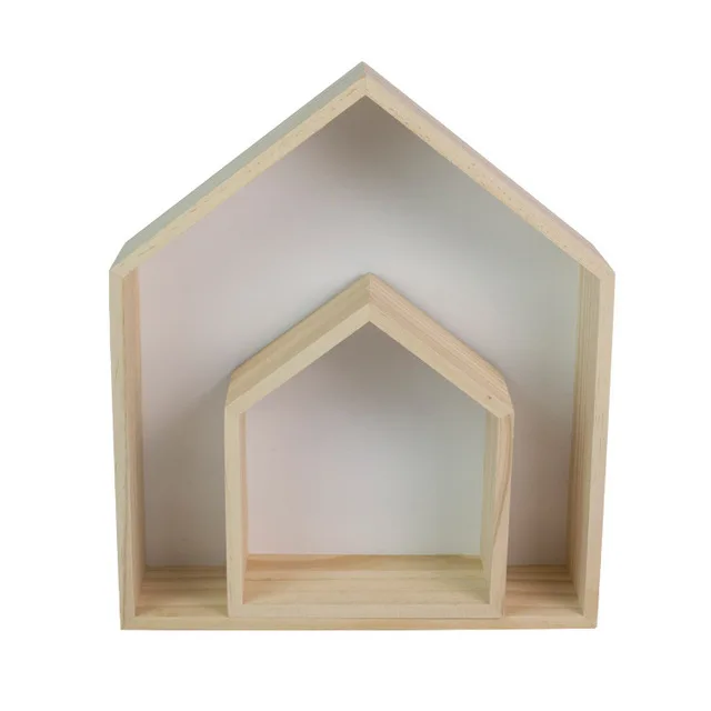 2PCS big and small Украшение для детской комнаты деревянная полка для детской комнаты для мальчиков и девочек декор для стен полка - Цвет: 2PCS big and small