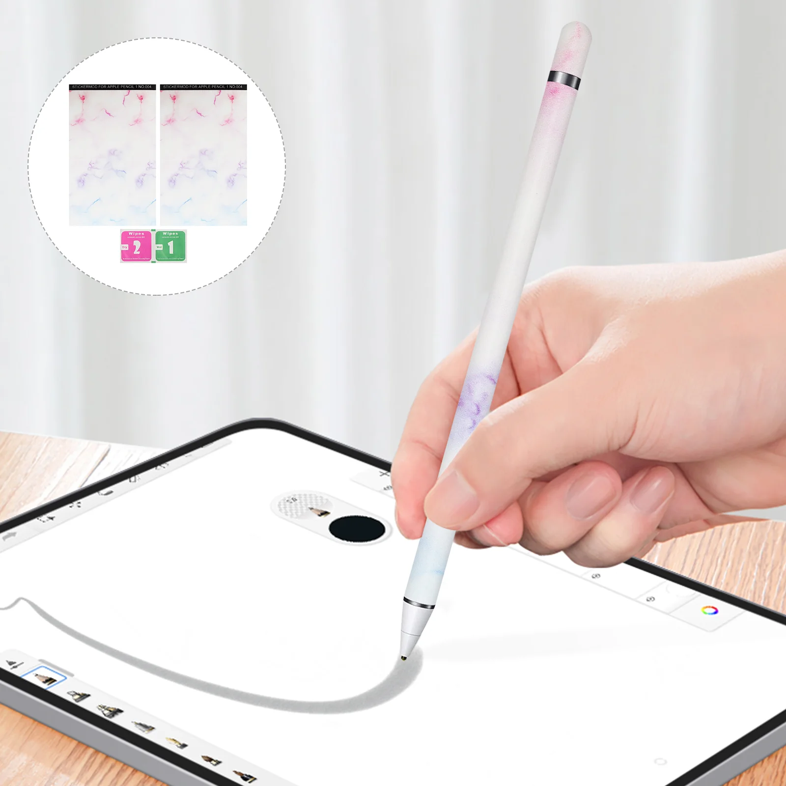 

2pcs Exquisite Drawing Stylus Painting Pen Decals Compatible with Apple Pencil 1
