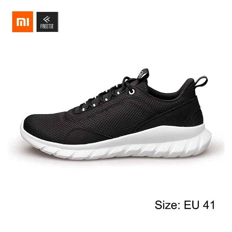 Black 41 Xiaomi FREETIE 39-44 размера плюс MIJIA мужская спортивная обувь, светильник, Дышащие Трикотажные кроссовки для бега в городе, спортивная обувь для улицы - Цвет: Black 41