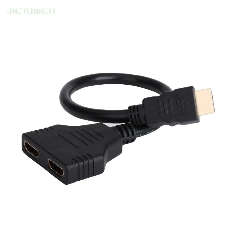 

30pcs/lot HDMI 1 Male To Dual HDMI 2 Female Y Splitter Cable Adapter HD LED LCD TV