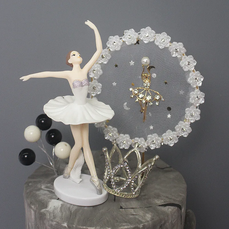 Танцевальные Девушки Свадебный торт Топпер милый розовый белый балет день