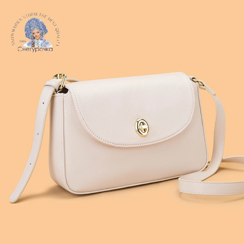 

2022 New Fashion Luxury Ladies Shoulder Bag 100% Leather Material Messenger Bag Portable Beige Black Leather Shoulder Bag