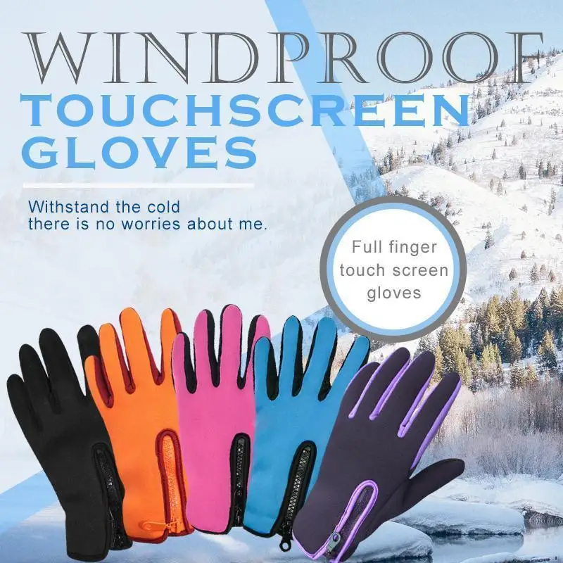 

Warm Winter Gloves Touchscreen Waterproof Windproof Skiing Cold Gloves Womens /Mens Fashion Outdoor Sports Riding Zipper Glove