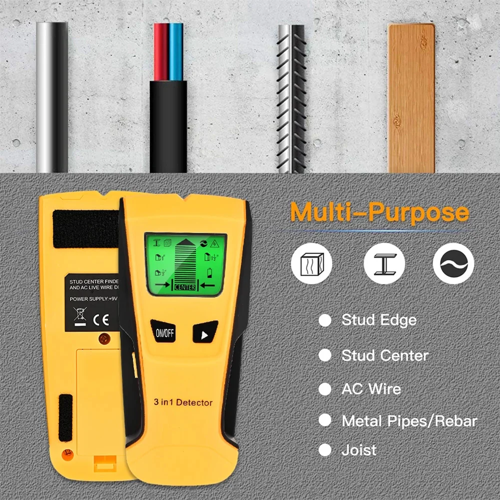3 In 1 Metal Detector Find Wood Studs AC Voltage Live Wire Detect Wall Scanner Electric Box Finder | Инструменты