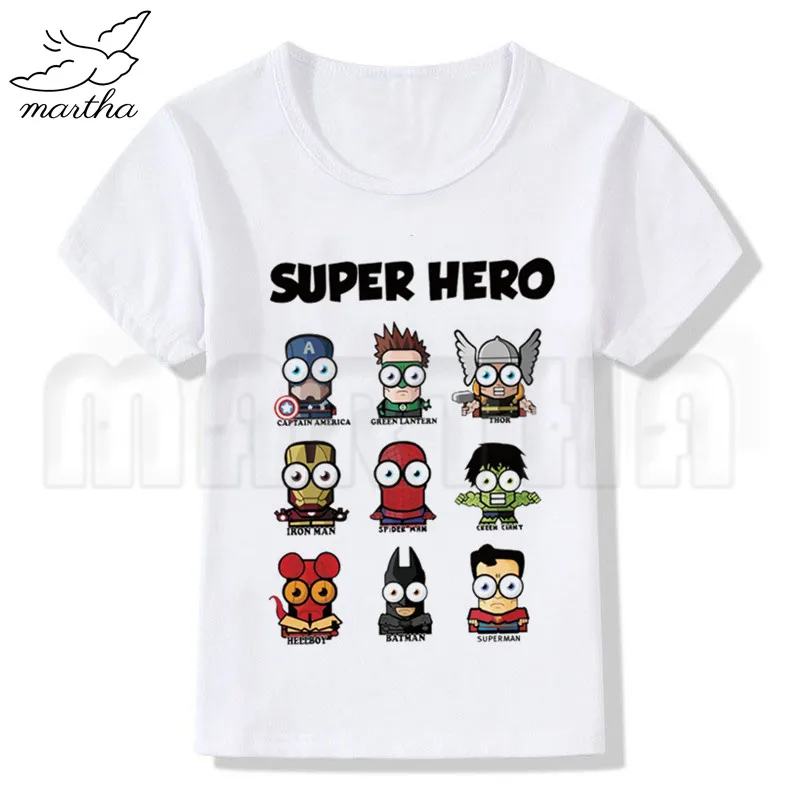 Маленькие супергерои Летний стиль Забавные милые топы для девочек модная