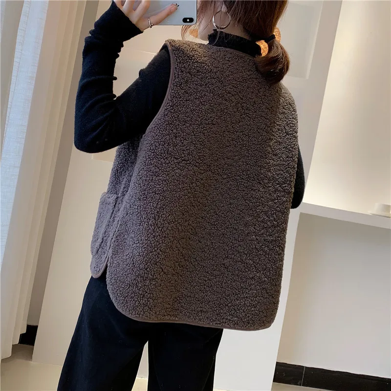 

Witsnoep Warm Fleece Winter Vest Women Autumn Korean Style Sleeveless Jacket Coat Female Zipper Single Breasted Pocket Vest