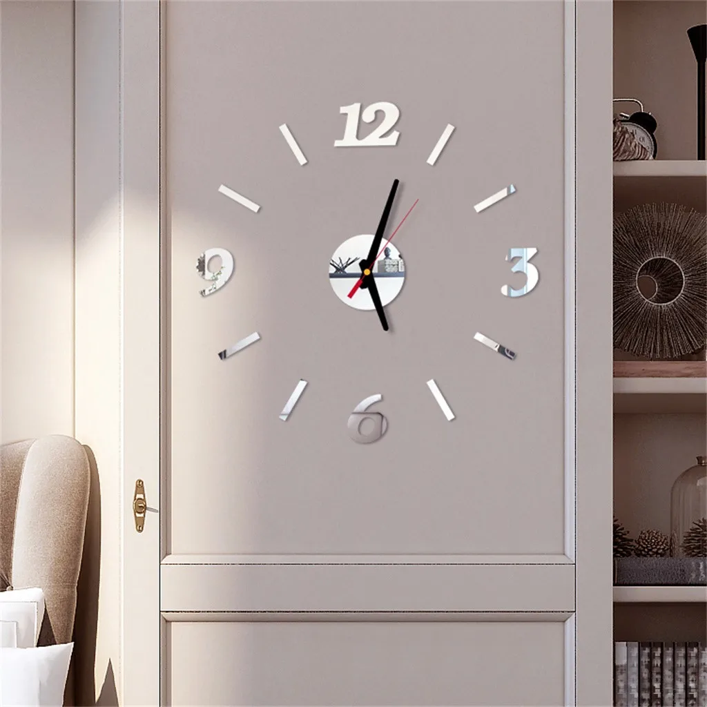 Modern Large Wall Clock 3d Mirror Stickers Unique Watch Diy Art Deco Decals Home Decoration | Дом и сад