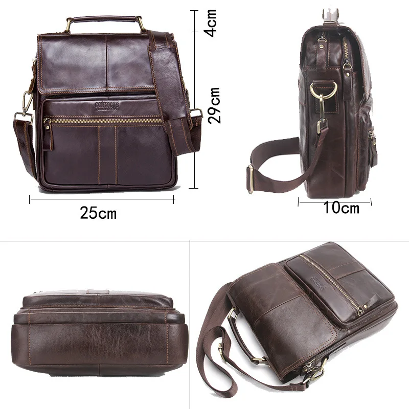 

Shoulder Men's Cross Body Business Bag Handbags Men Casual Real Leather Phone Bags with Zipper Bolsas Male Dorpshipping