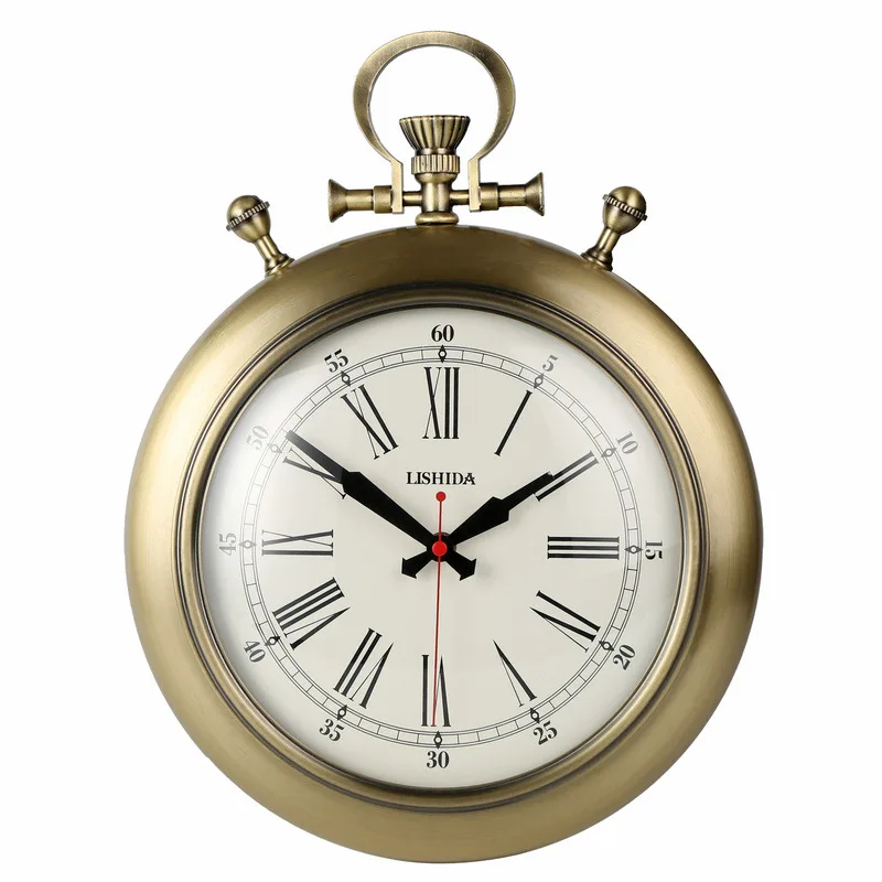 

Antique Wall Clock Retro Metal Watch Silent American Creative Large Clocks Wall Home Decor Living Room Decoration Gift