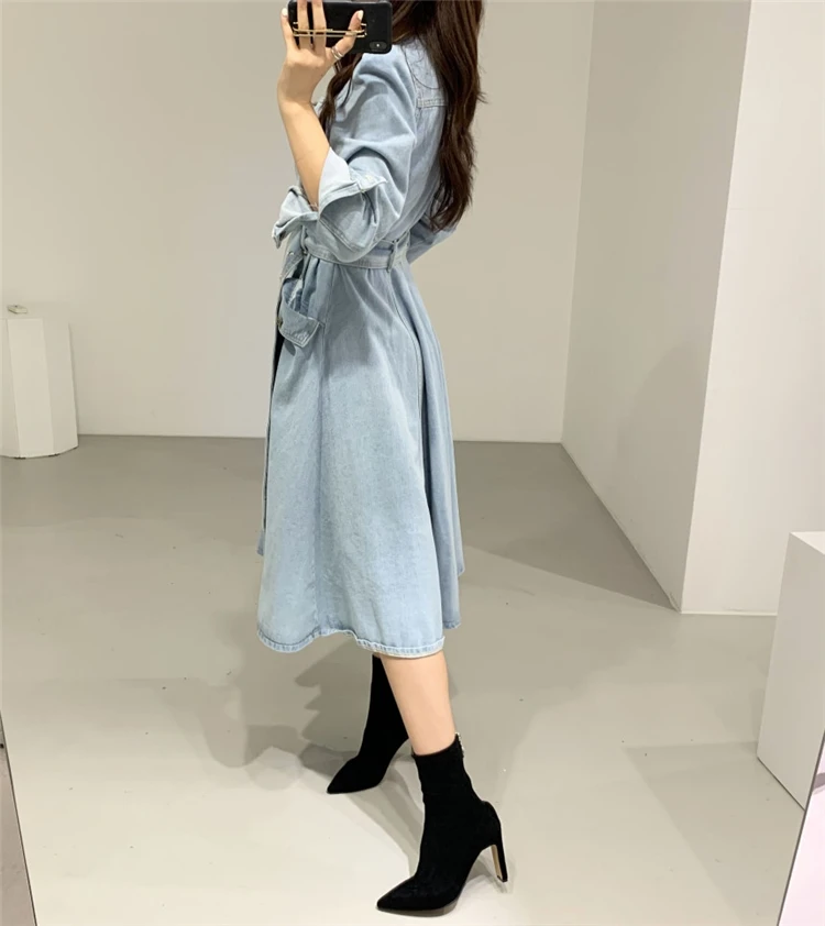 Женское джинсовое платье Colorfaith однобортное Повседневное до середины икры с