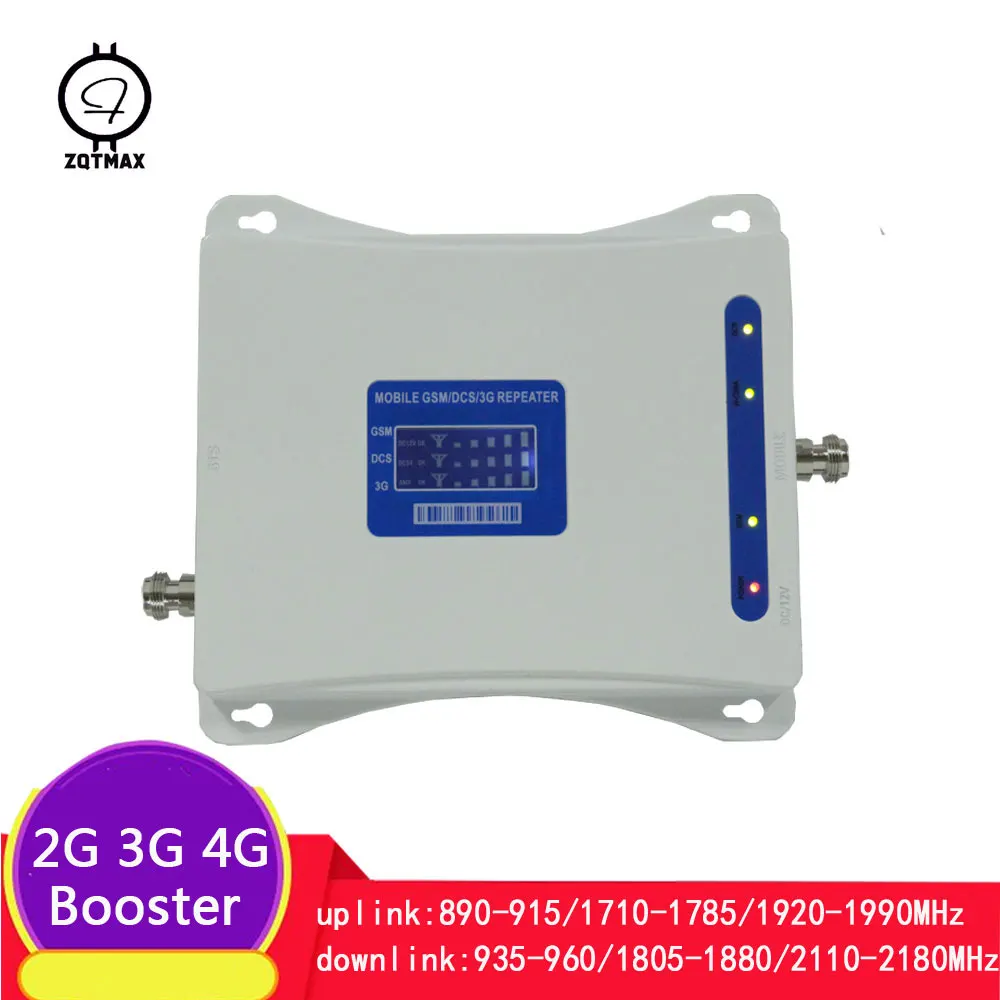 Трехдиапазонный усилитель мобильного сигнала ZQTMAX 2G 3G 4G 70 дБ интернет UMTS LTE