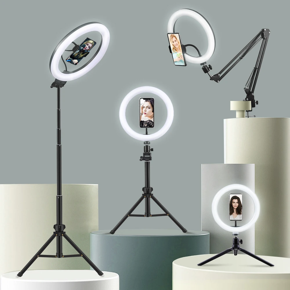 

Selfie Ring Light Photography Led Rim Of Lamp With Mobile Holder Support Tripod Stand Ringlight For Live Video Streaming