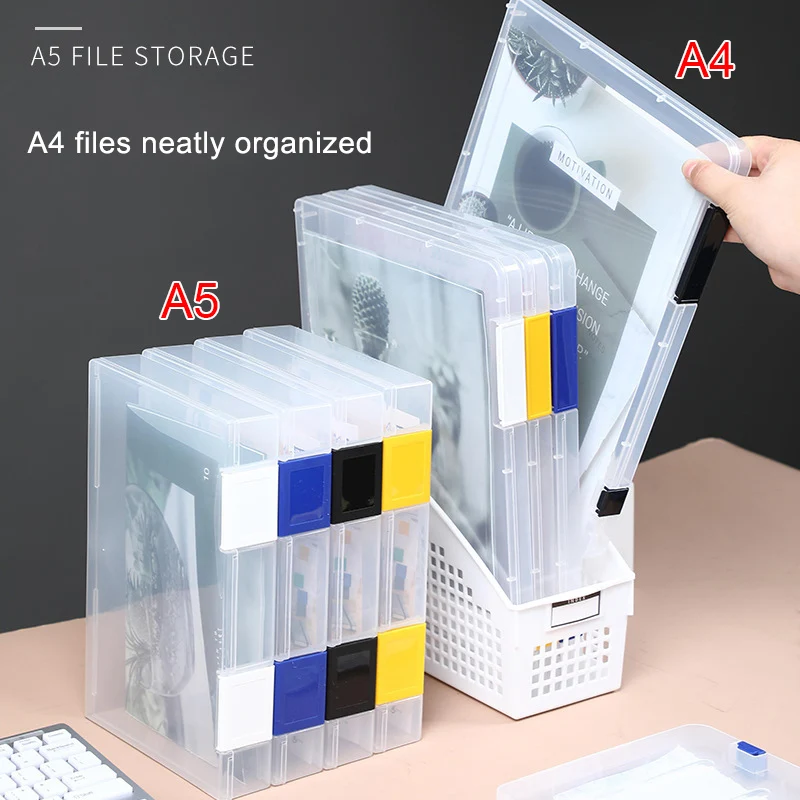 File Box with Lock A4 Paper File Storage Box A5 Paper Receipt Invoice Receipt Finishing Dust Box Desk Organizer Office Supplies