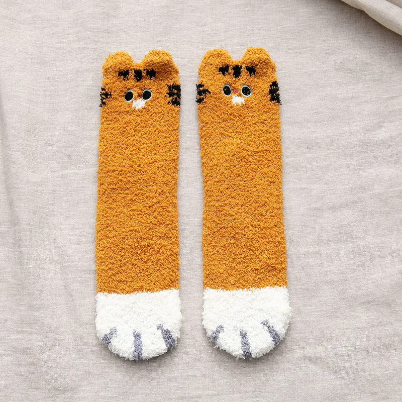 Мягкие матовые толстые зимние новые теплые женские носки для пола с милыми