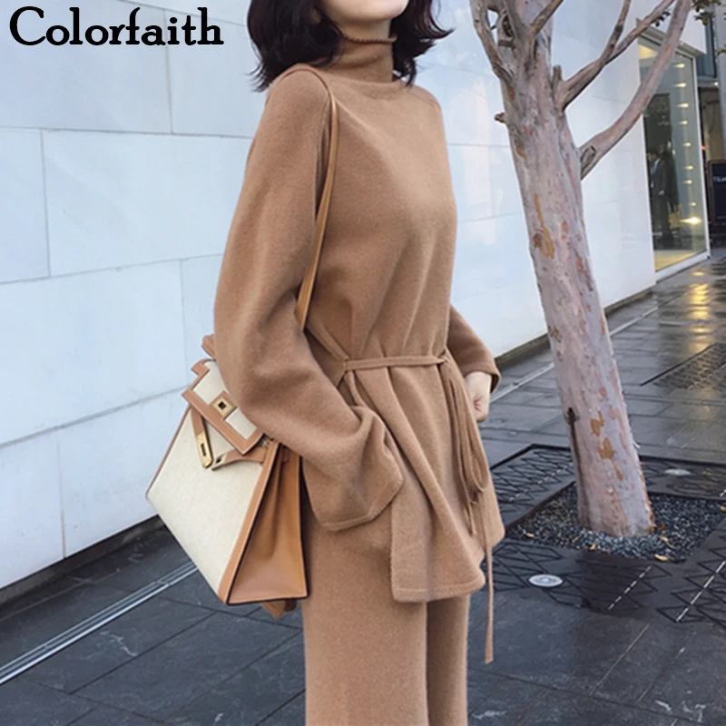 Colorfaith новинка 2019 Осень зима женские комплекты комплект из двух предметов пуловер