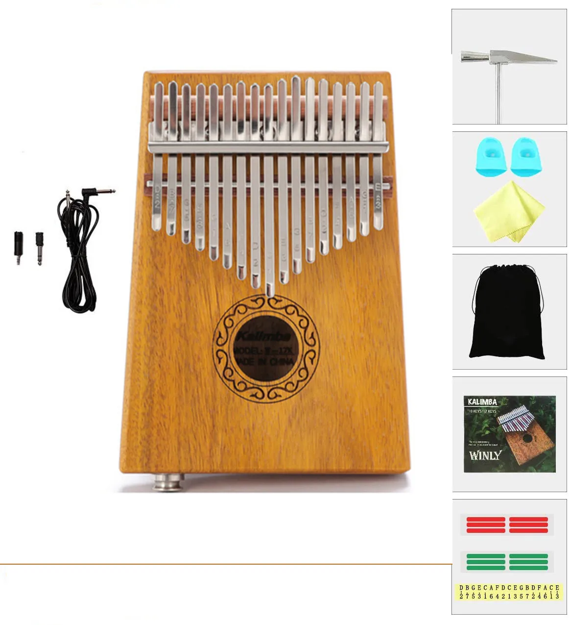 17 клавишный EQ Kalimba Электрический палец большой фортепиано встроенный пикап с 6 35
