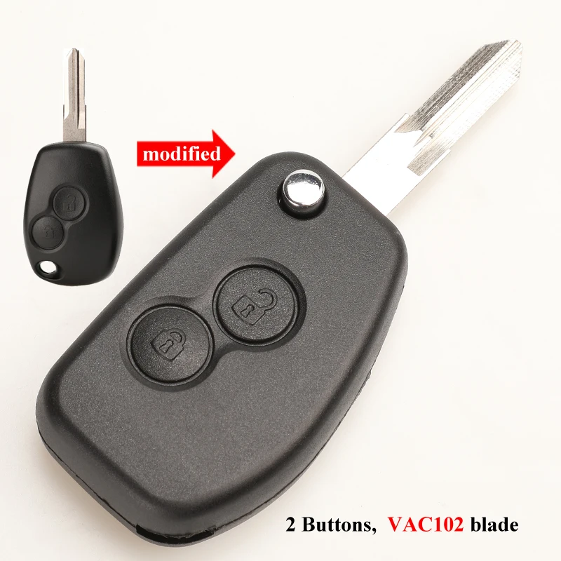 2 Buttons VAC102 Jingyuqin VAC102 Ne72 модифицированный ключ оболочки для Renault Dacia модус Логан Clio Espace Nissan 2/3BTN флип чехол брелока Дистанционного Управления - Количество кнопок: 2 Buttons VAC102