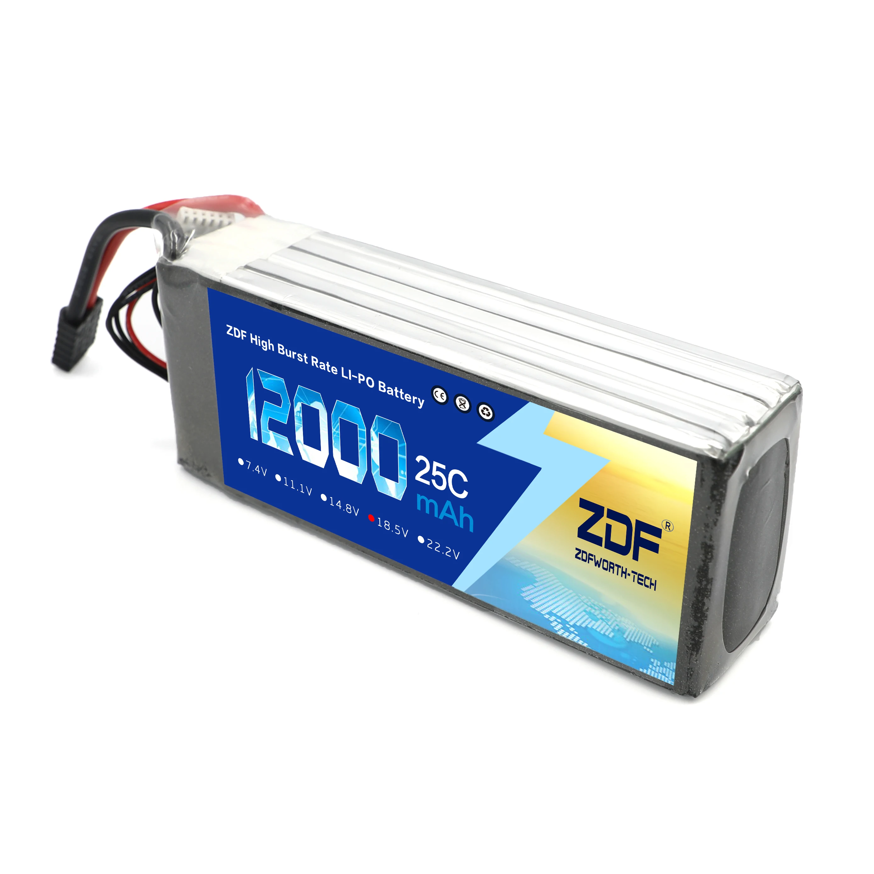 ZDF RC LiPo батарея 5S 18 5 V 10000mAh 25C для радиоуправляемый самолет Квадрокоптер Quadrotor