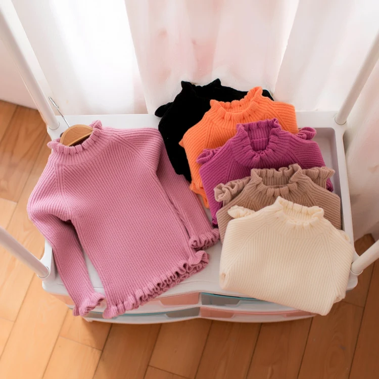

Turtlenecks Warm Children's Sweaters Baby Girls Kid Winter Clothing Infant Ruffles Pullovers Toddler Turtleneck Velvet Sweater
