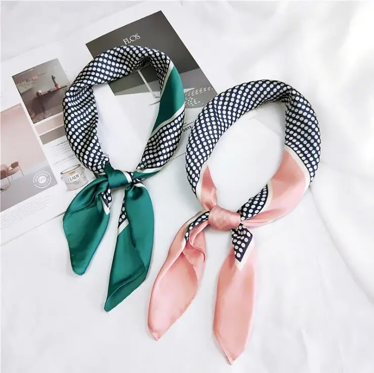 70*70 см квадратный шелковый атласный шарф Новый Модный женский в горошек