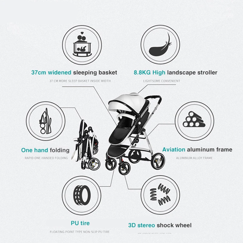 Брендовая детская коляска 2 в 1 может сидеть и складываться складной легкий с