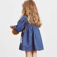 little maven frocks for girl autumn toddler clothes denim cotton vestiods unicorn rainbow applique jean dress for kids 2 7 years