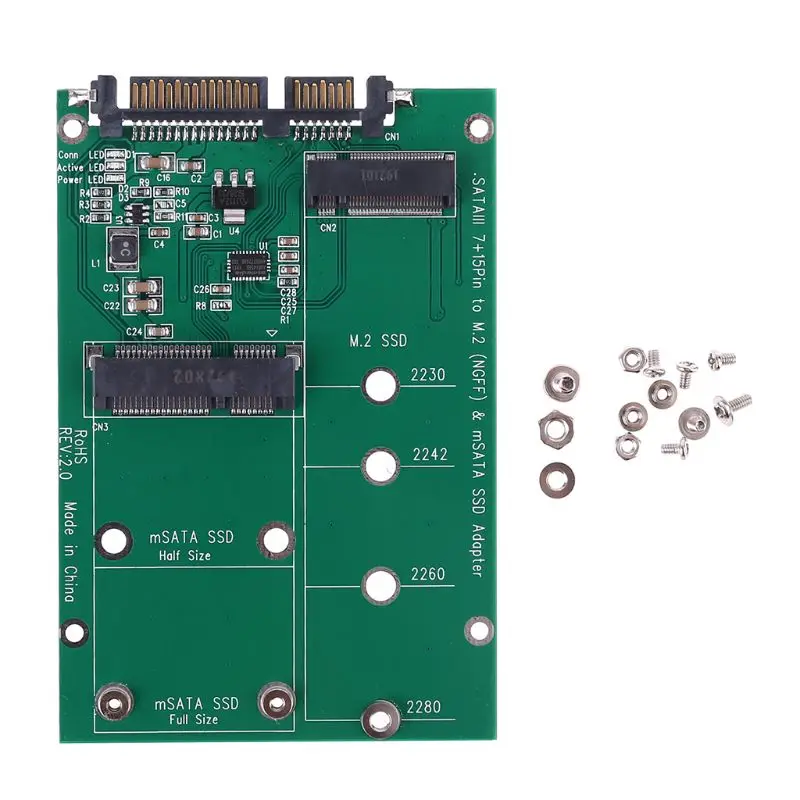 Переходник mSATA и M.2 (B Key NGFF) 2 в 1 разных размеров SSD на SATA 3 III|ssd to sata|ssd ssdmsata m.2 |