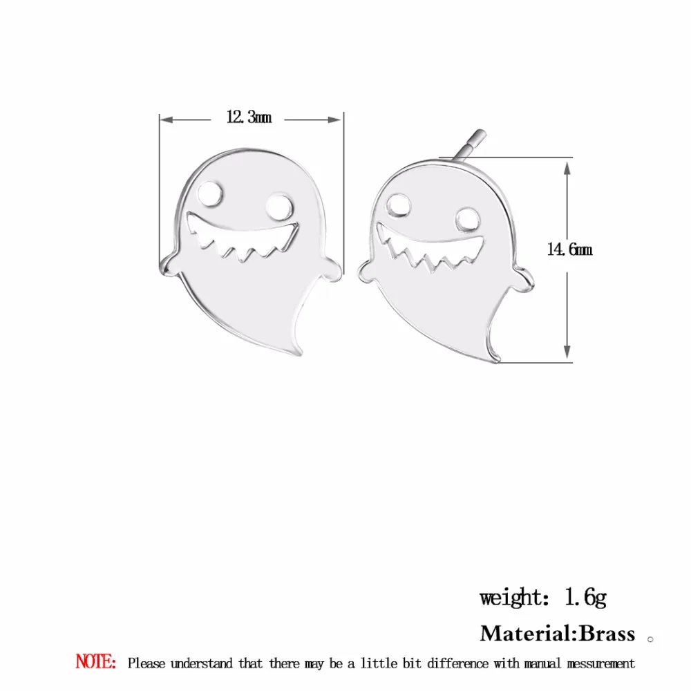 QIMING вырезать призрак Эффектные серьги-гвоздики подарок на Хэллоуин Модные