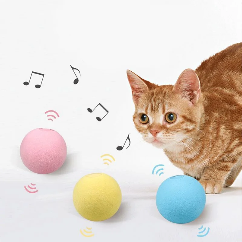 

Squeak Balls Toys For Cats Stuffed Electric Cat Toy Interactive Plush Wool Catnip Electronic Touch Sounding Pet Training Supply