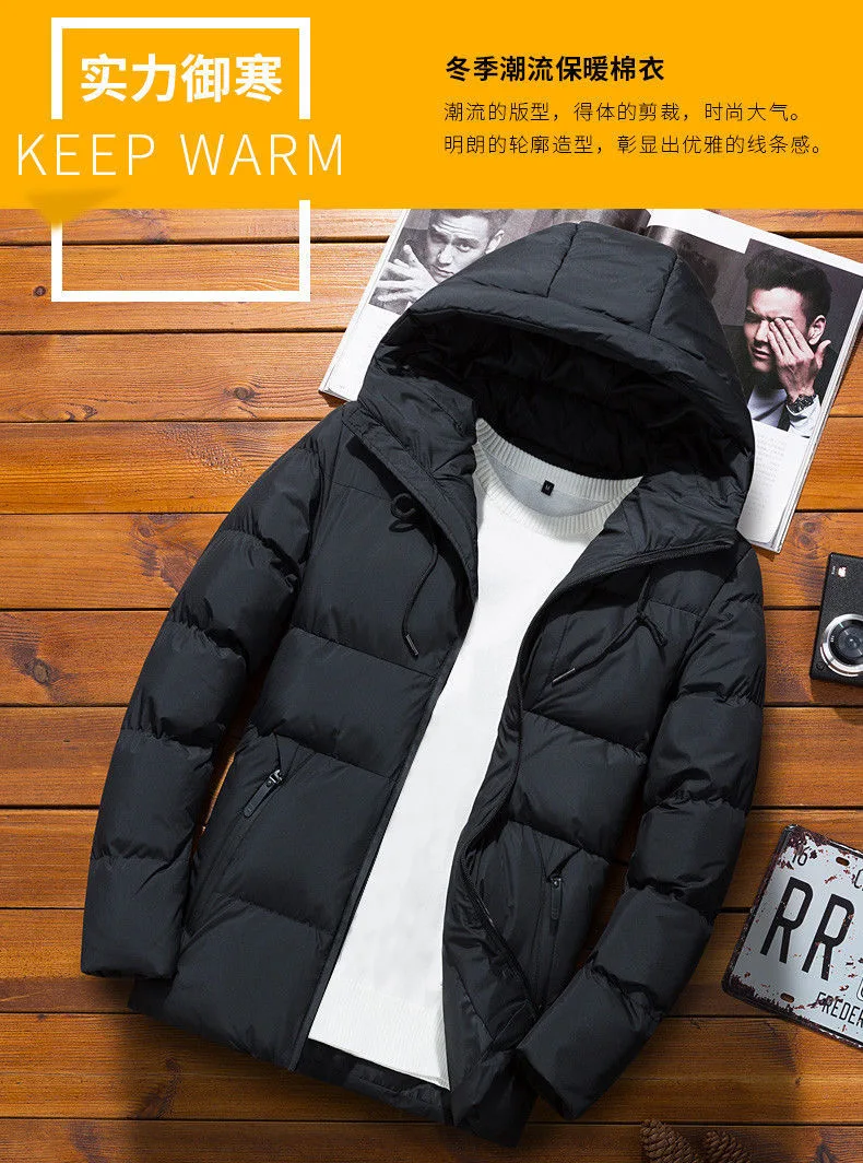 2021 men's winter solid color men's cotton coat thick coat winter new cotton coat short cotton coat men 2021 men's w