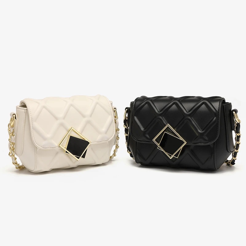 

2021 New Female Bag French Niche Design One-shoulder Messenger Bag Rhombus Chain Bag Fashion All-match Small Square Bag