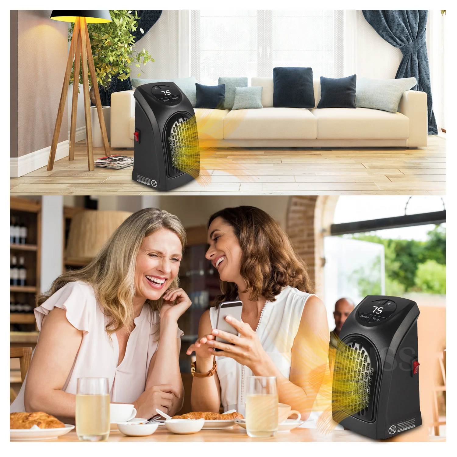 Настенный Электрический обогреватель 400 Вт персональный места со светодиодным