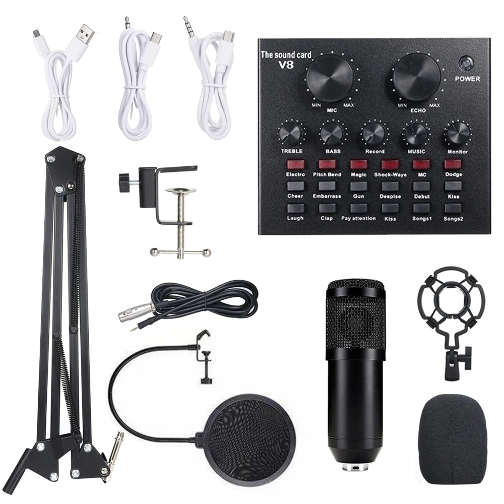 

Живая звуковая карта и модель BM800 Подвеска для микрофона, комплект для трансляции, записи, конденсаторного микрофона, аудио микшер, звуковая...