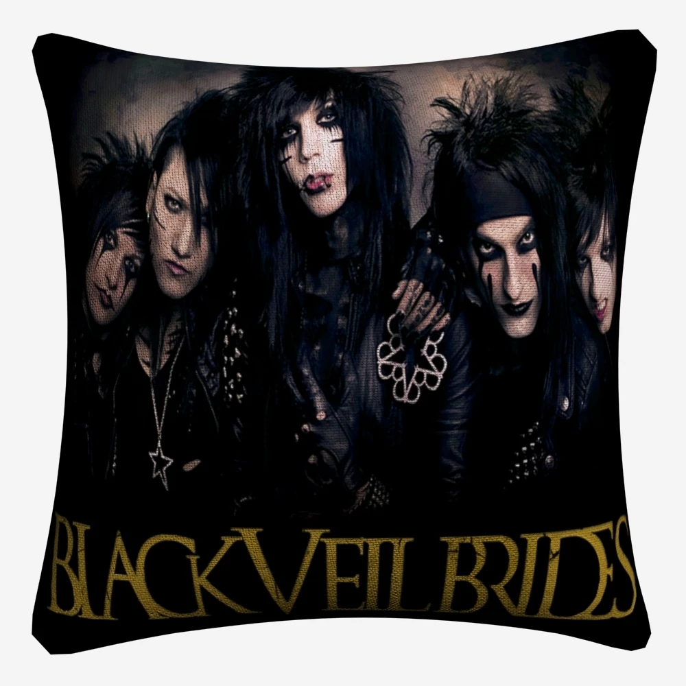Чехол для декоративной подушки Black Veil Brides Rock Band для дивана 45x45 см из льна, обивочная подушка для дома, чехлы для бросания декора Almofada.