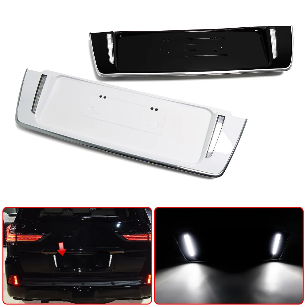 

Car Rear Trunk Tailgate License Frame Plate LED Lamp Braking Light Cover Trim For Lexus LX 570 2016 - 2020 SUPER SPORT